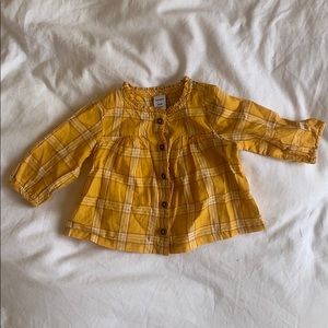 Plaid cotton peasant blouse